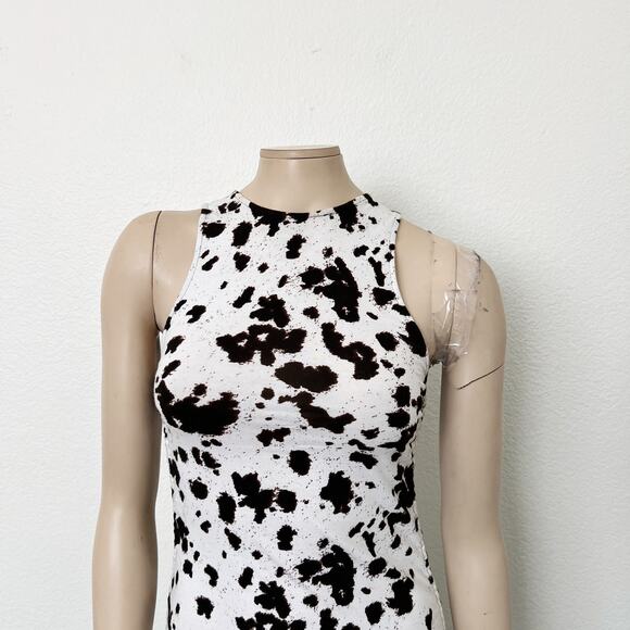 [Urban Outfitters] Motel Ardilla Cow Print Ruched High Neck Tank Mini Dress XS - Picture 4 of 12